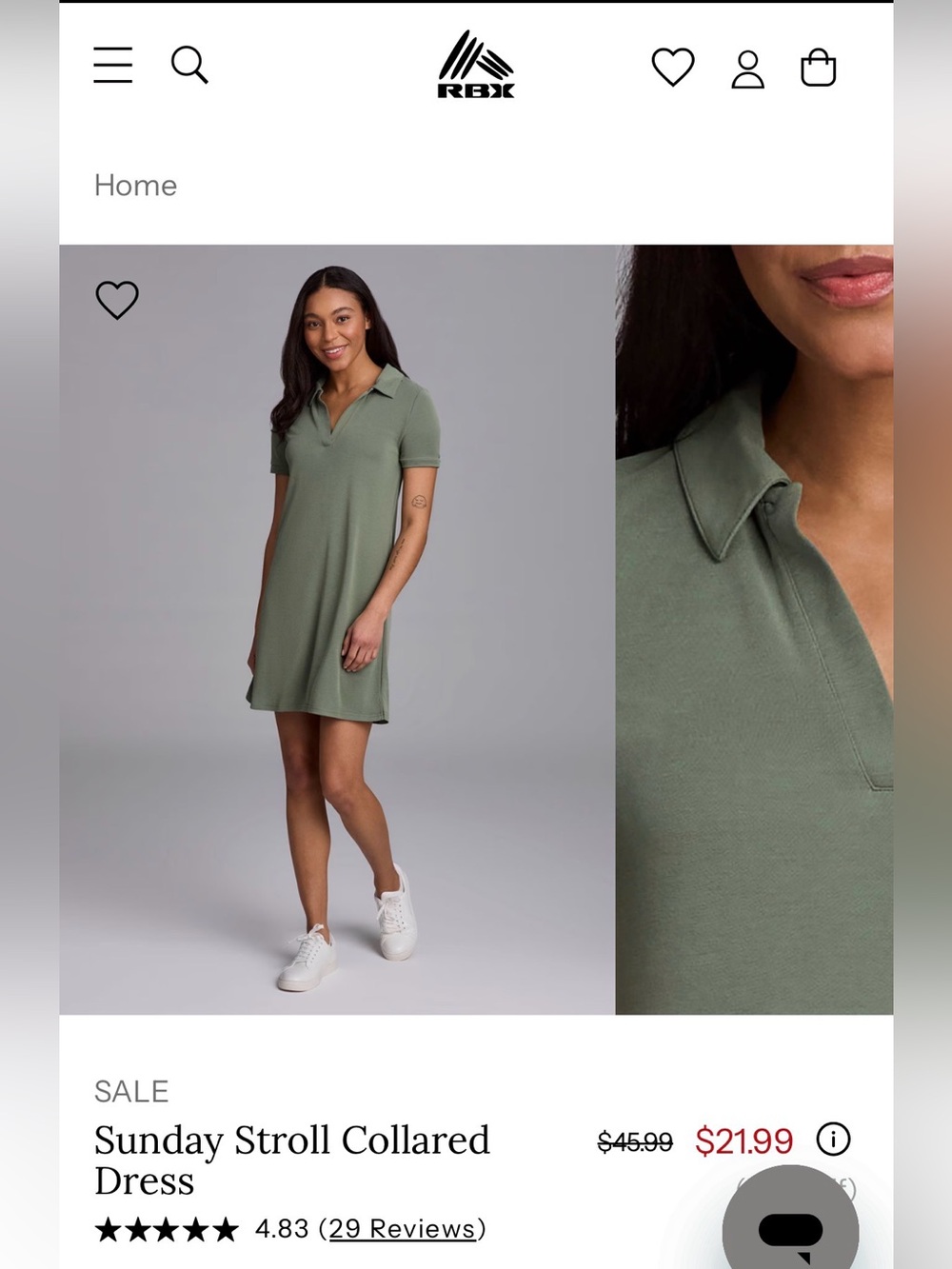 RBX Collared Polo Mini Dress - Olive